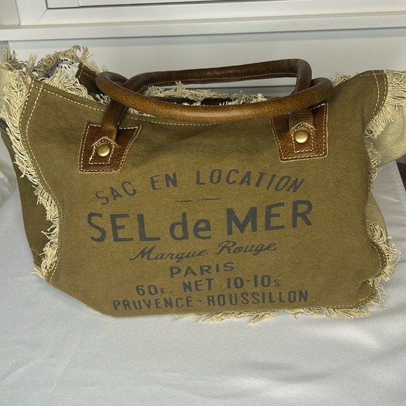 Myra Bag Handbags - Myra Sel de Mer Paris market Bag canvas leather handles small boho